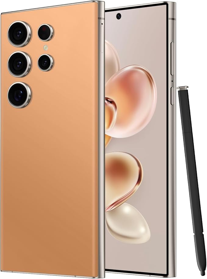 I24 Ultra 5G Unlocked Smartphone,6GB+256GB Built in Pen with128GB Memory Card cell phone Android 13, 6.8"HD Screen Unlocked Cell Phone, 6800mAh, 48MP+108MP Dual Camera/Fingerprint Lock/Face(Orange)